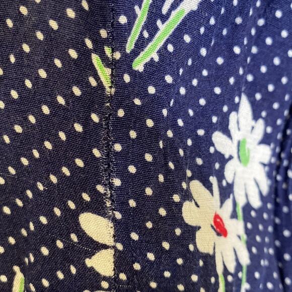 Esprit Sleeveless Mini Slip Dress Floral & Polka Dot Vintage Zipper Sz Sm Navy - Picture 7 of 14